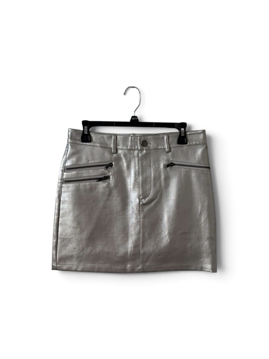 Rebecca Minkoff Dresses & Skirts - Rebecca Minkoff Metallic Silver Faux Leather Mini Skirt with Zip Pockets
